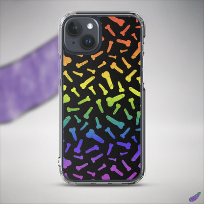 Rainbow Pride Penis Pattern Clear Case for iPhone®