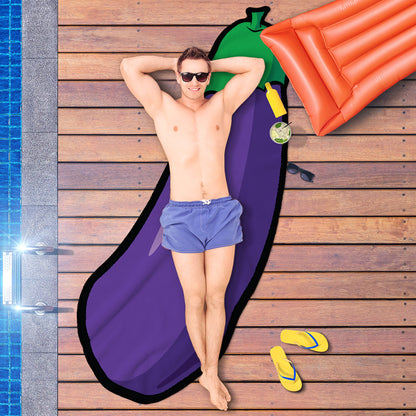 Happy Eggplant Shaped Beach Towel